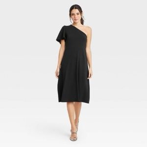 Women's One Shoulder Puff Short Sleeve
Dress - Who What WearT™ Black M